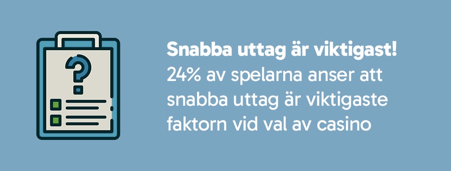 Snabba uttag viktigaste faktorn hos casinon