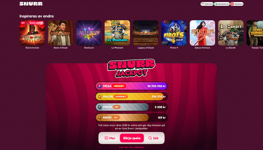 Snurr Casino Startsida