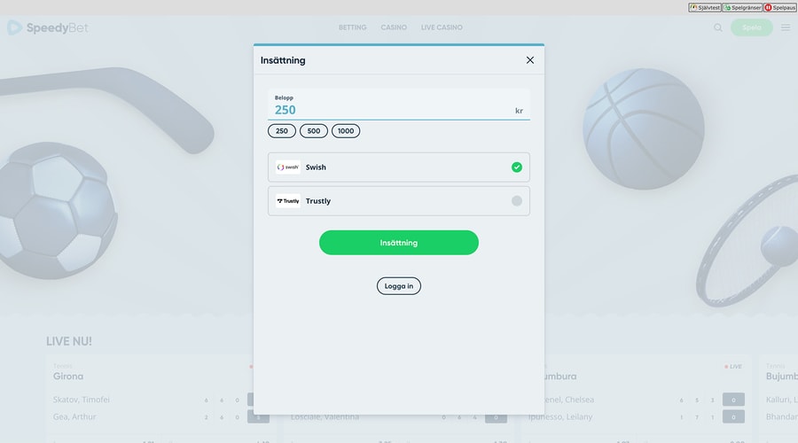 Speedybets registrering