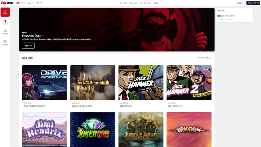 Casinolobbyn hos Tipwin