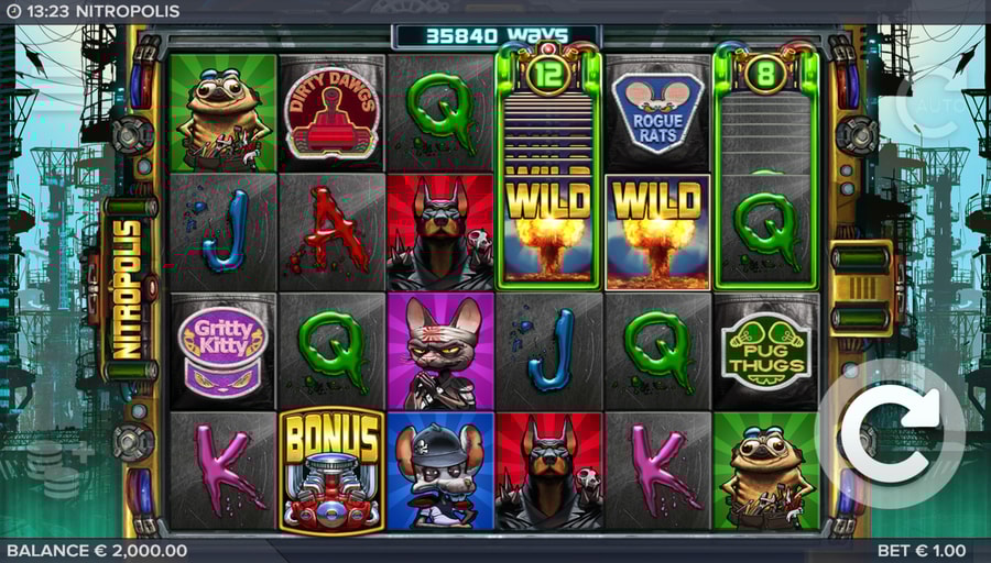 Startskärmen i Nitropolis