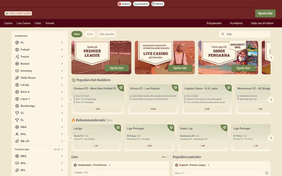 Oddsavdelningen hos Casinostugan