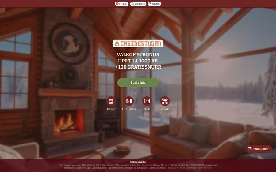 Startsidan hos Casinostugan