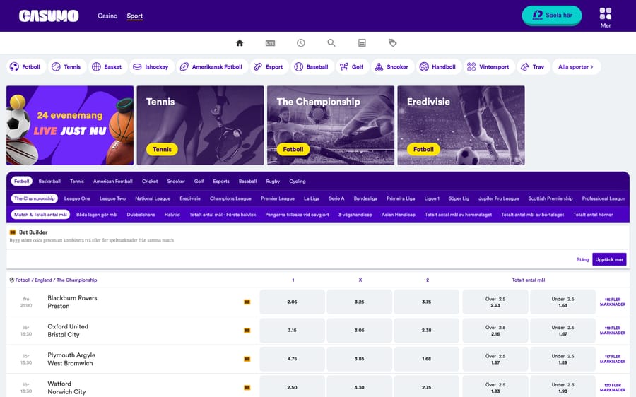 Sportsbook hos Casumo