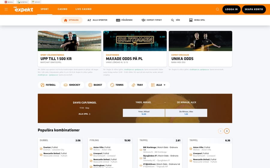 Betta på sport hos Expekt