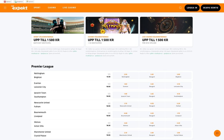 Expekt landningssida