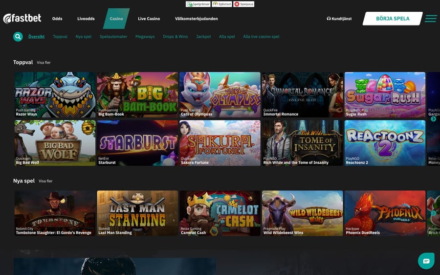 Casinolobbyn hos Fastbet
