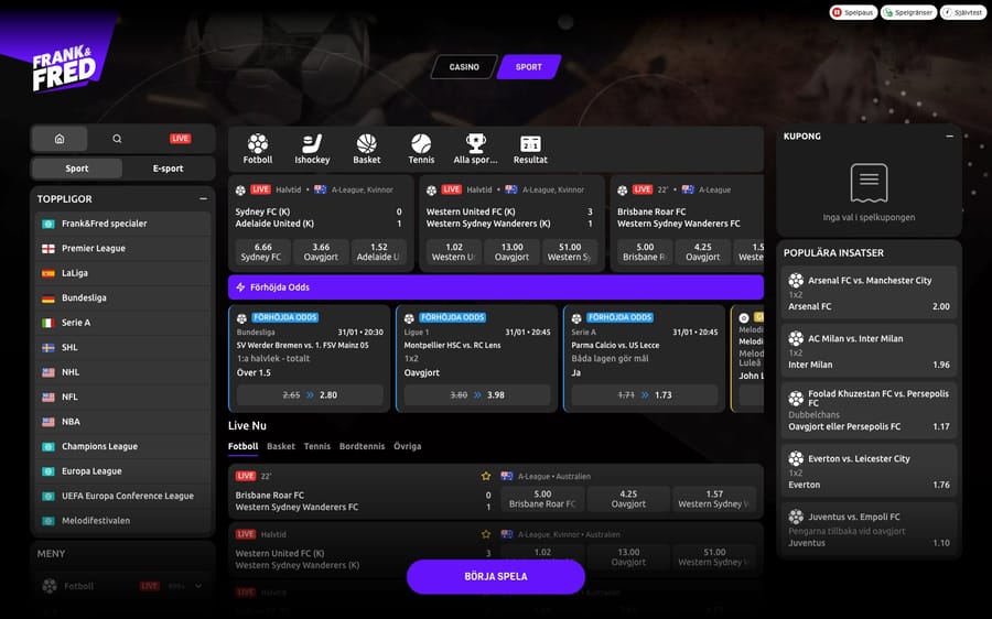 Frank & Fred odds och sport