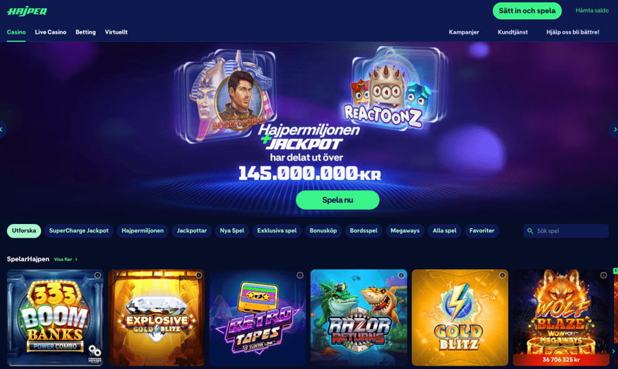 Casinolobbyn hos Hajper