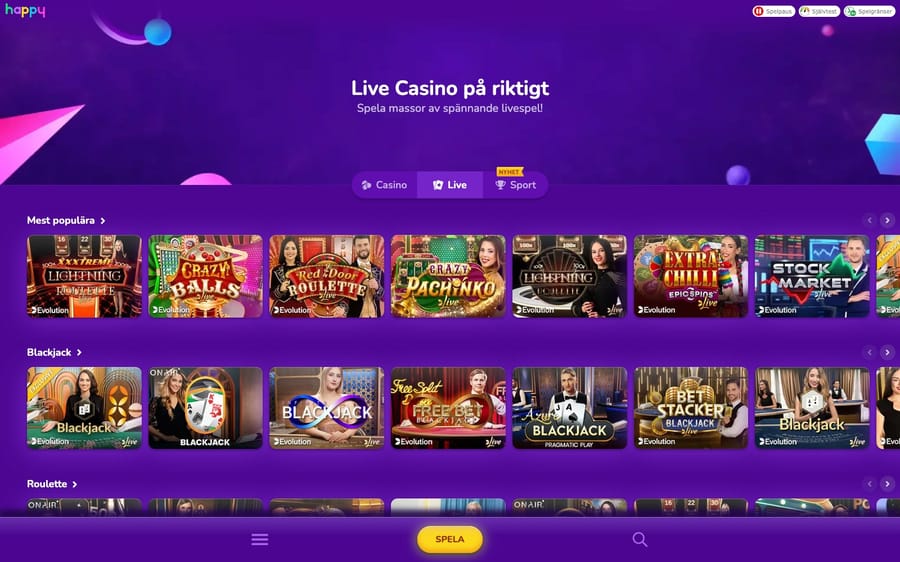 Live Casino hos Happy Casino
