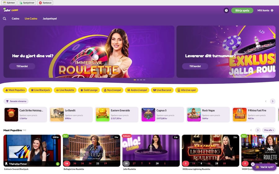 Live casino hos Jalla
