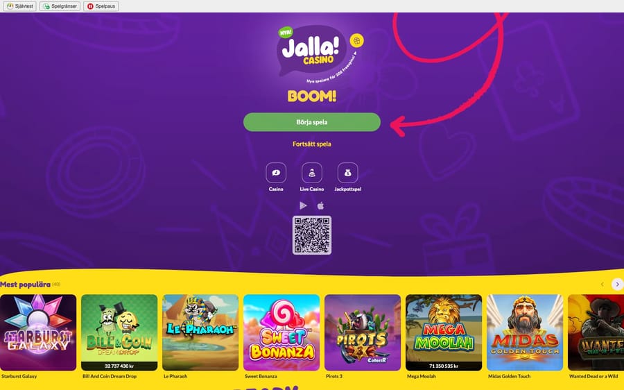 Jalla Casino start