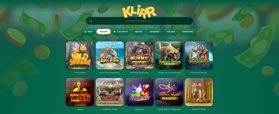 Spellobbyn hos Klirr Casino