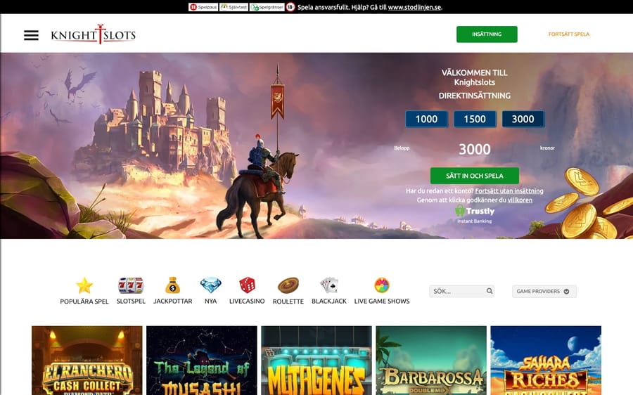 Kom igång snabbt hos Knight Slots
