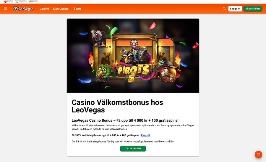 LeoVegas bonuserbjudande
