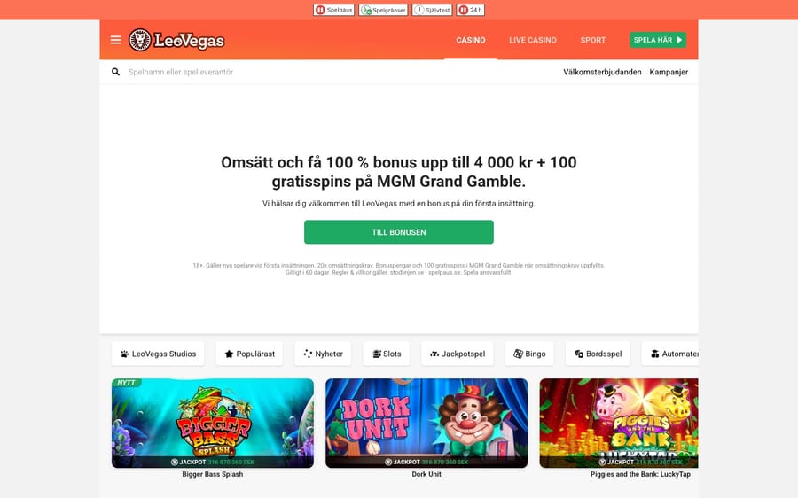 LeoVegas bonuserbjudande