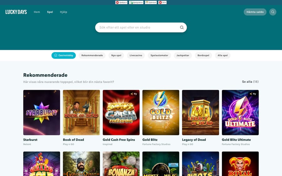 Spelutbudet hos Lucky Days