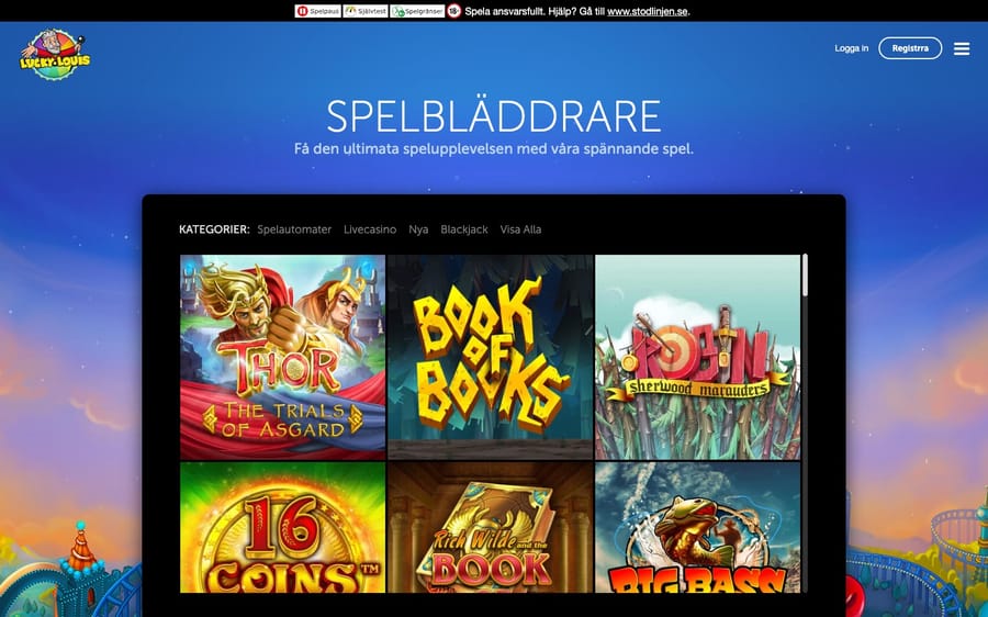 Spelbläddraren Lucky Louis