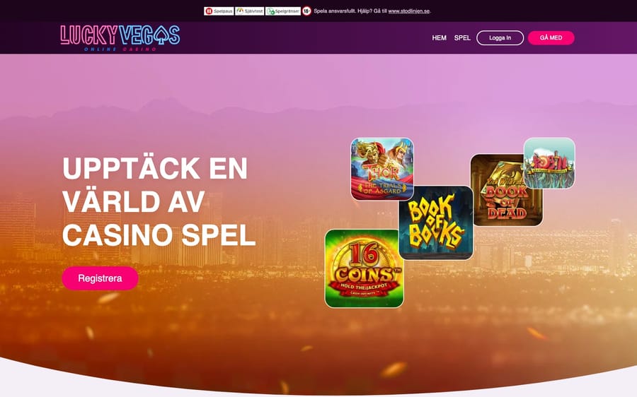 Startsidan hos Lucky Vegas