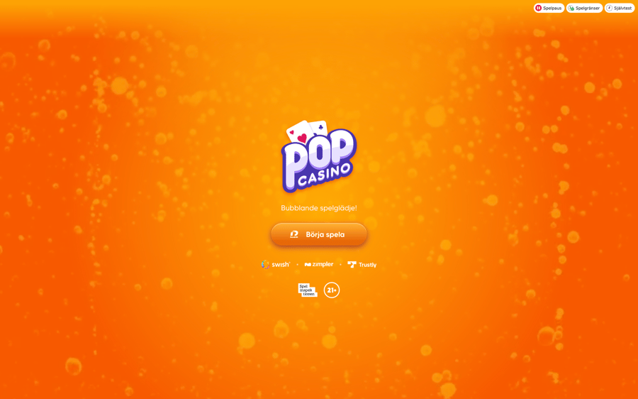 Pop Casino startsida
