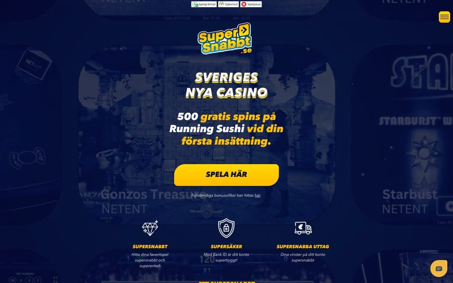 Startsidan hos Supersnabbt.se