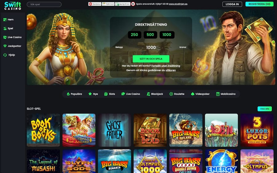 Swift Casino startsida