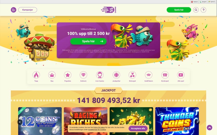 Yoyo Casino skärmdump