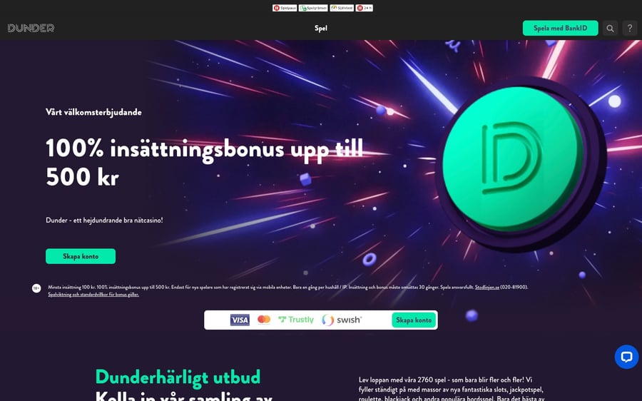 Dunder startsida