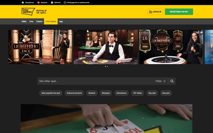 Live casino hos Interwetten