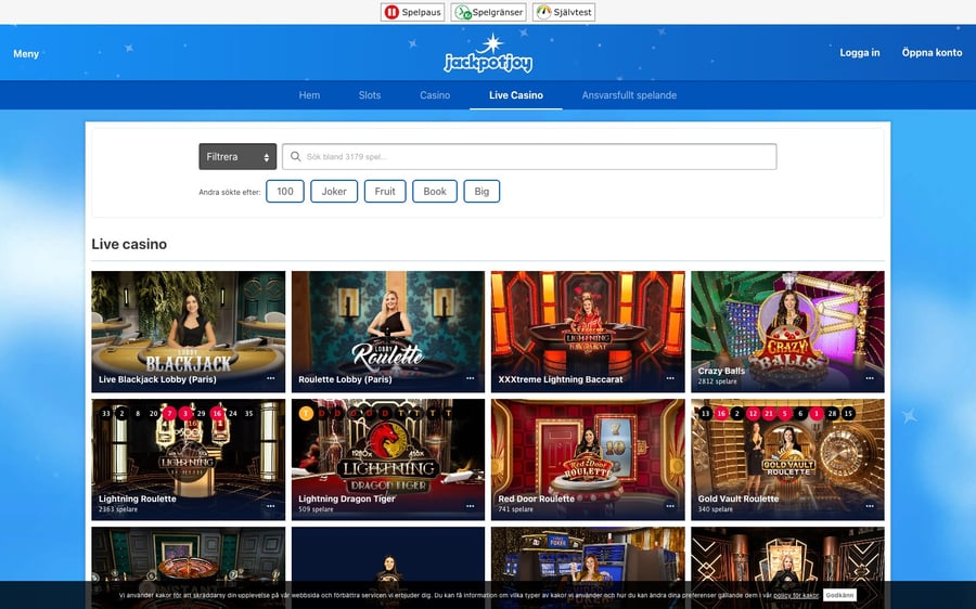 Live casino-utbudet