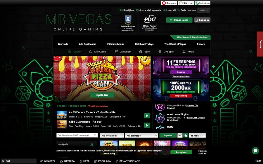 Mr Vegas startsida